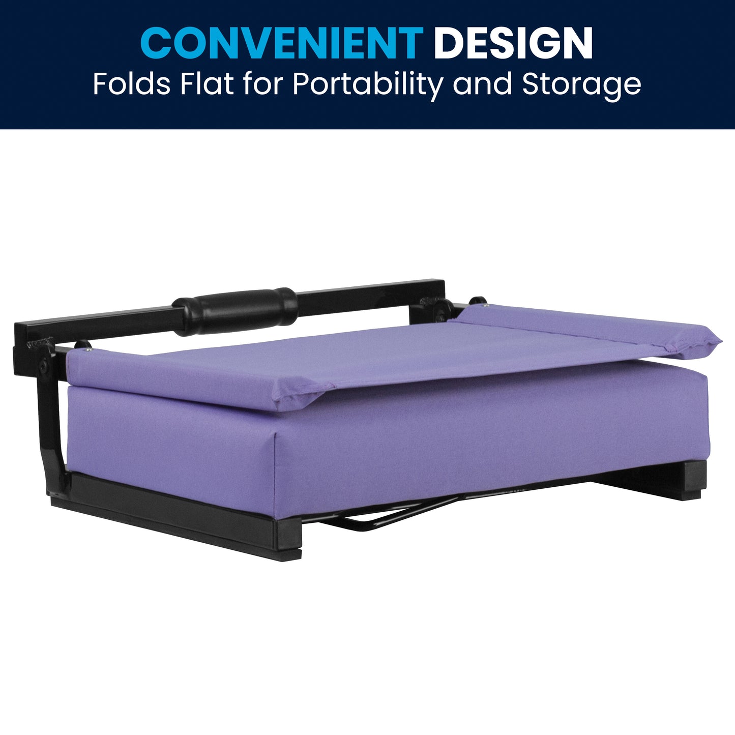 Grandstand Comfort 500 lb Capacity Padded Stadium Chairs, Folding Seats with Handles, Lightweight & Durable, Purple Purple