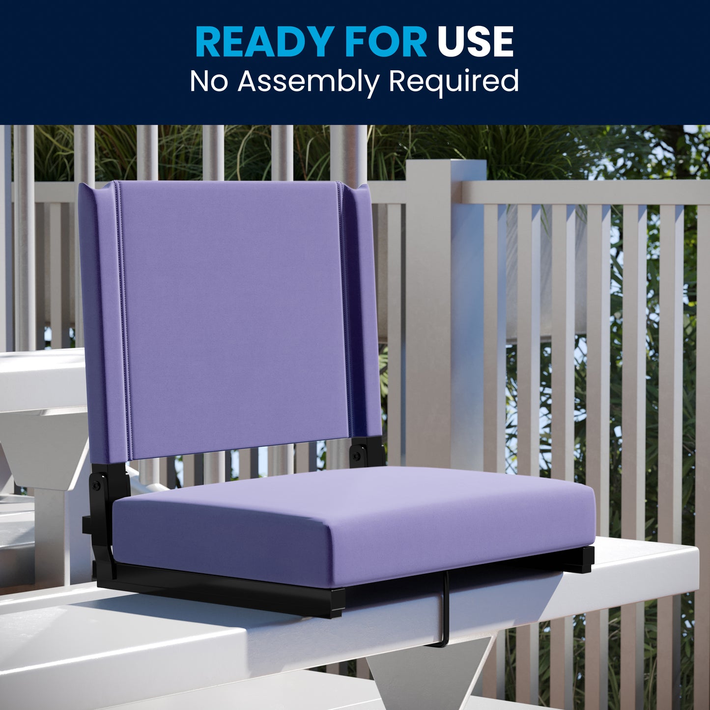 Grandstand Comfort 500 lb Capacity Padded Stadium Chairs, Folding Seats with Handles, Lightweight & Durable, Purple Purple
