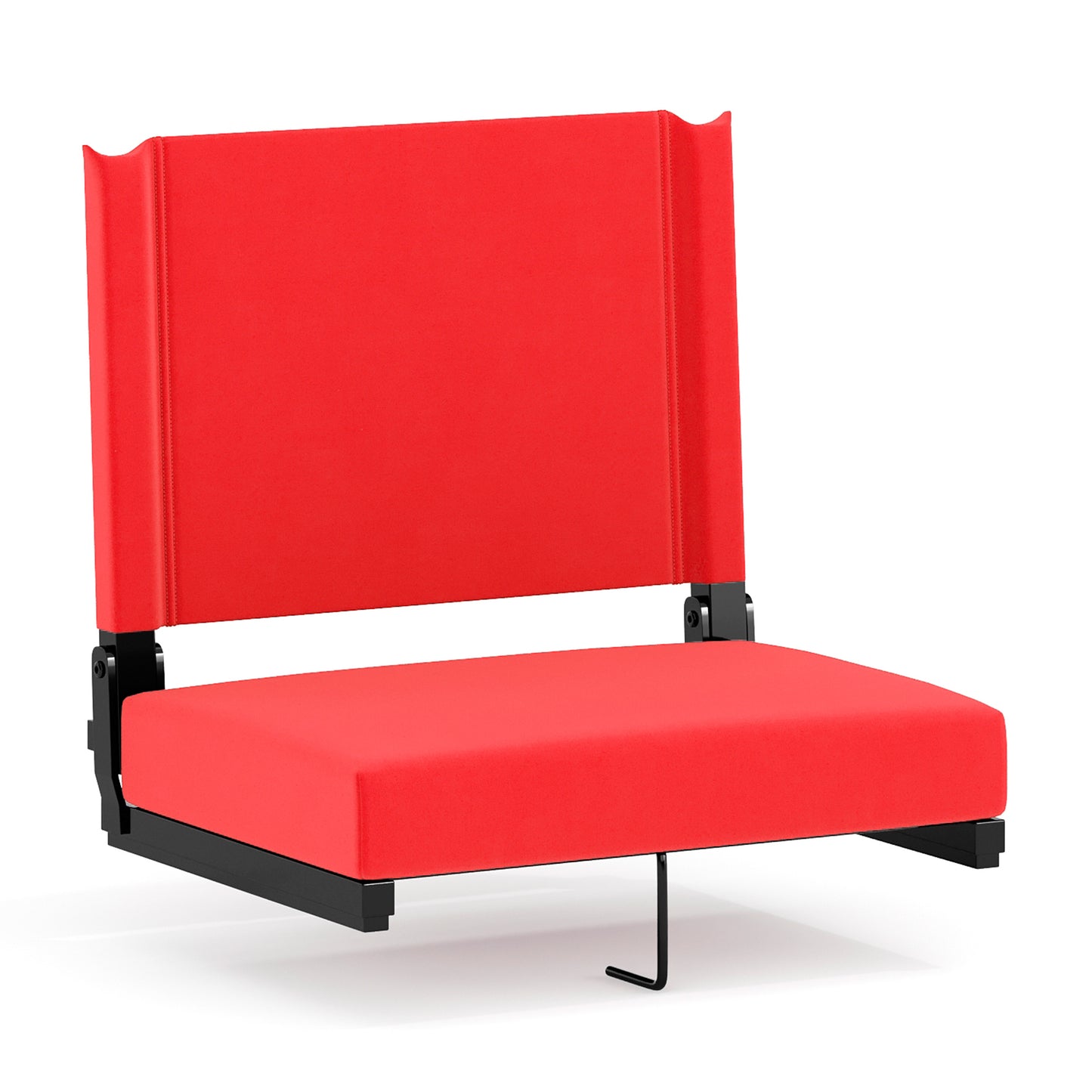 Grandstand Comfort 500 lb Capacity Padded Stadium Chairs, Folding Seats with Handles, Lightweight & Durable, Red Red
