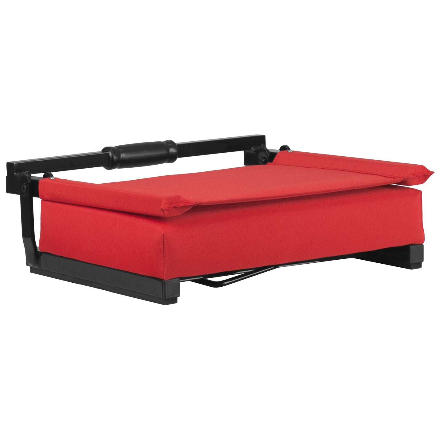 Grandstand Comfort 500 lb Capacity Padded Stadium Chairs, Folding Seats with Handles, Lightweight & Durable, Red Red