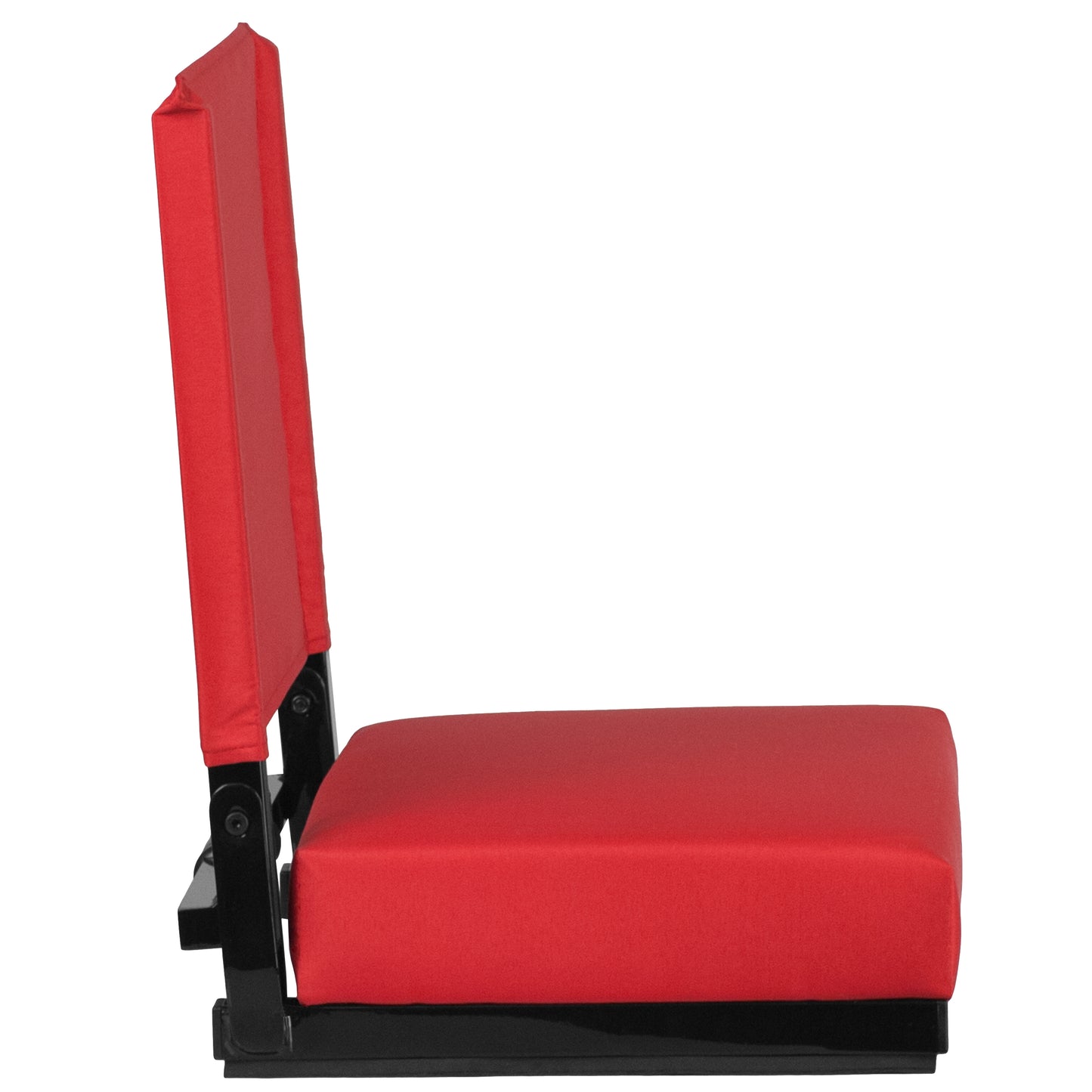 Grandstand Comfort 500 lb Capacity Padded Stadium Chairs, Folding Seats with Handles, Lightweight & Durable, Red Red