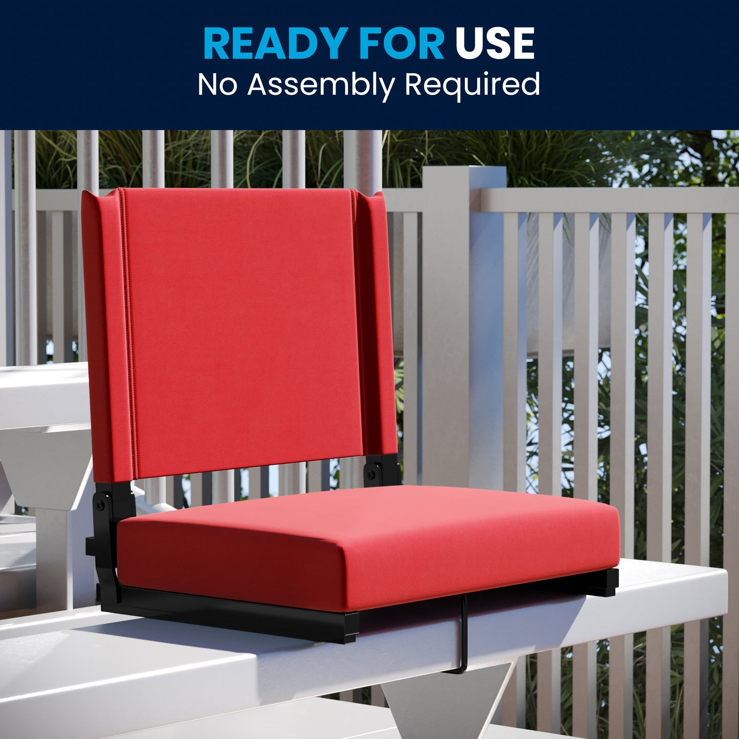 Grandstand Comfort 500 lb Capacity Padded Stadium Chairs, Folding Seats with Handles, Lightweight & Durable, Red Red