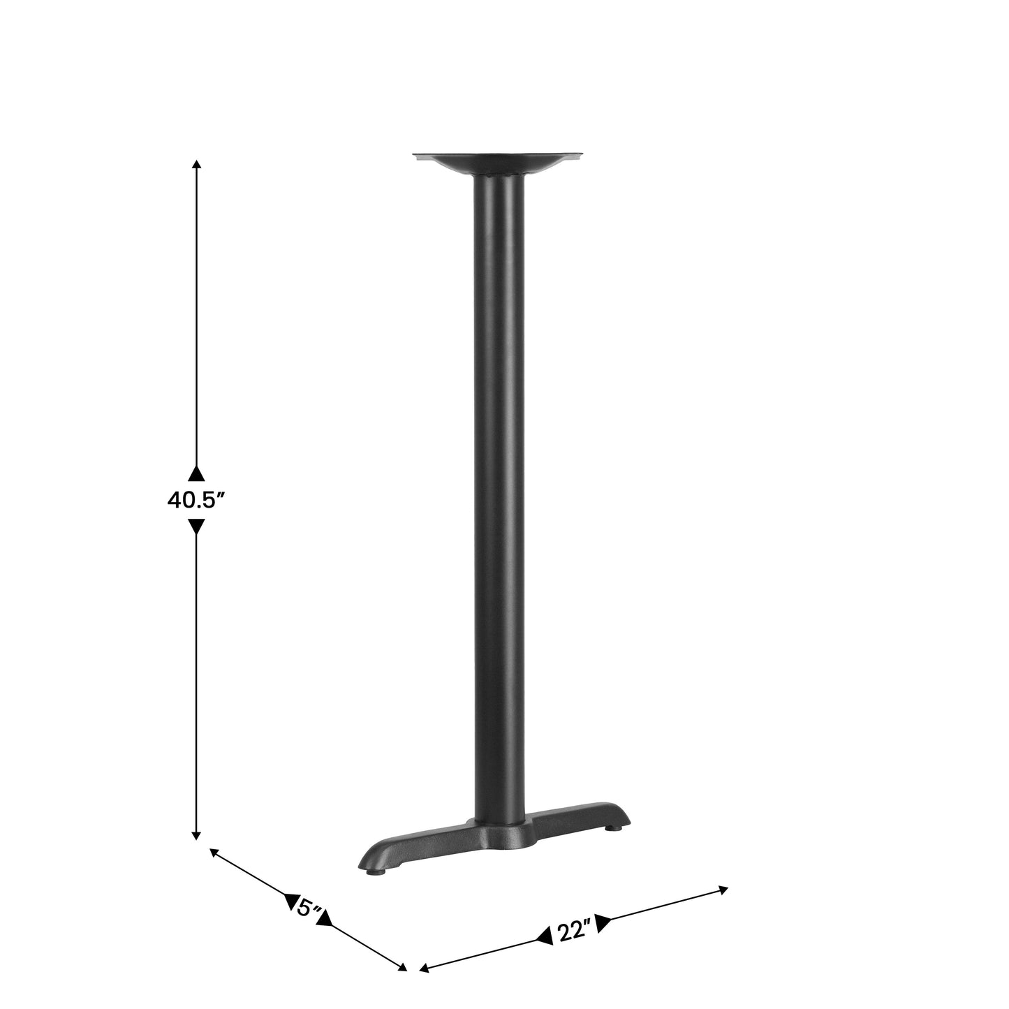 Beverly 5'' x 22'' Restaurant Table T-Base with 3'' Dia. Bar Height Column Black