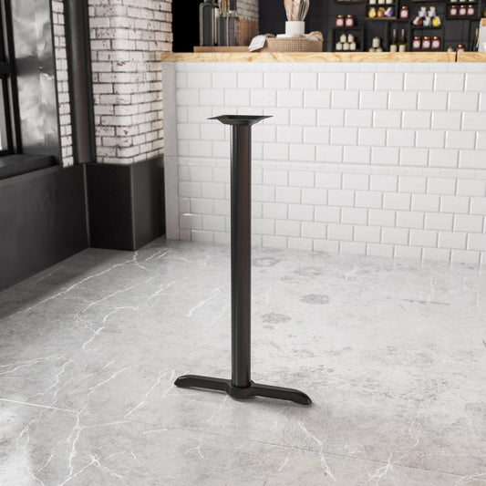 Beverly 5'' x 22'' Restaurant Table T-Base with 3'' Dia. Bar Height Column Black