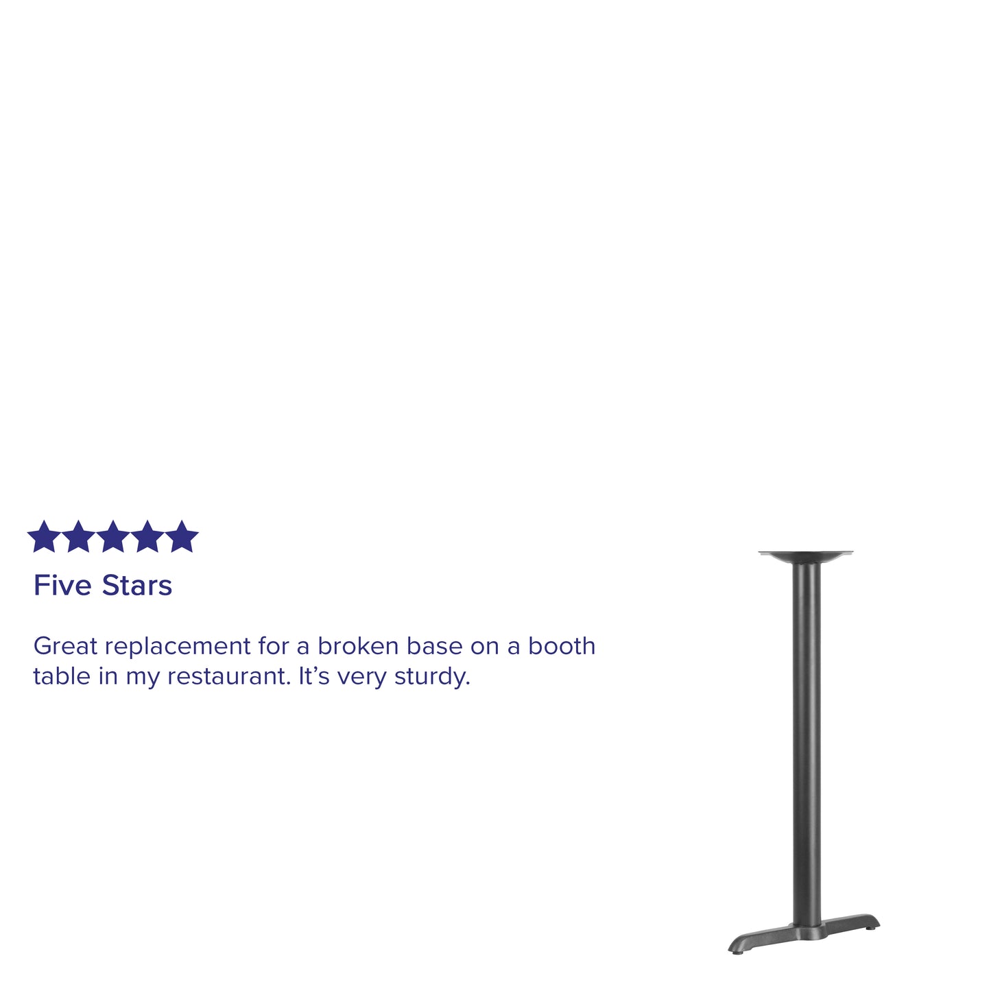 Beverly 5'' x 22'' Restaurant Table T-Base with 3'' Dia. Bar Height Column Black