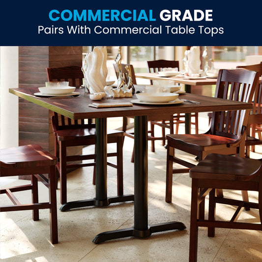 Beverly 5'' x 22'' Restaurant Table T-Base with 3'' Dia. Table Height Column Black
