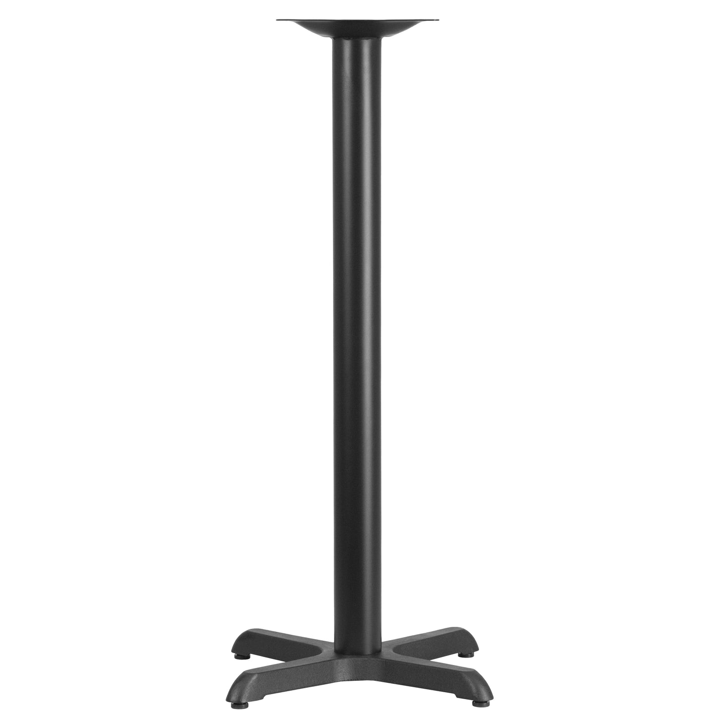 Beverly 22'' x 22'' Restaurant Table X-Base with 3'' Dia. Bar Height Column Black