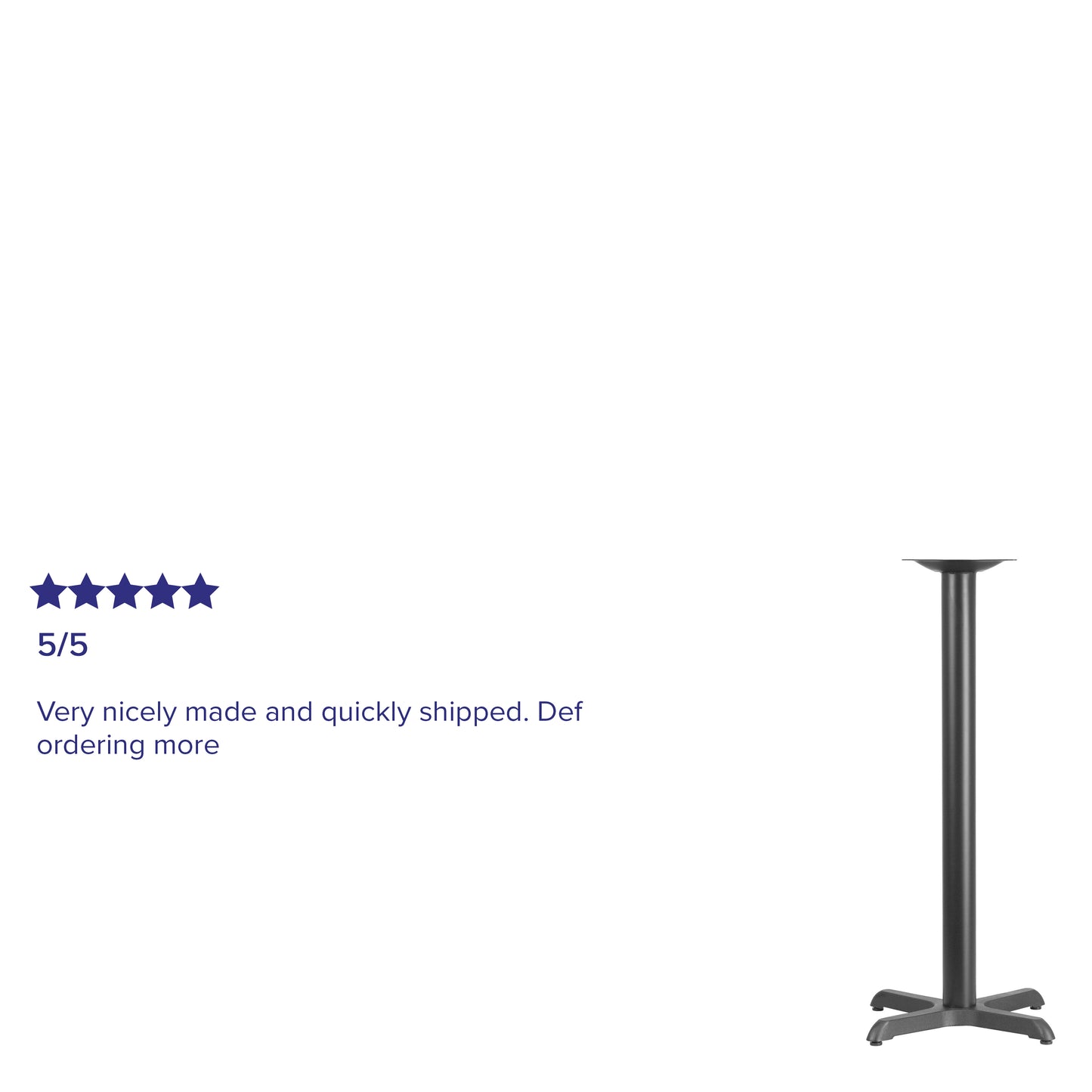 Beverly 22'' x 22'' Restaurant Table X-Base with 3'' Dia. Bar Height Column Black