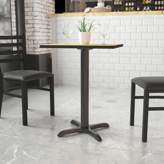 Beverly 22'' x 22'' Restaurant Table X-Base with 3'' Dia. Table Height Column Black