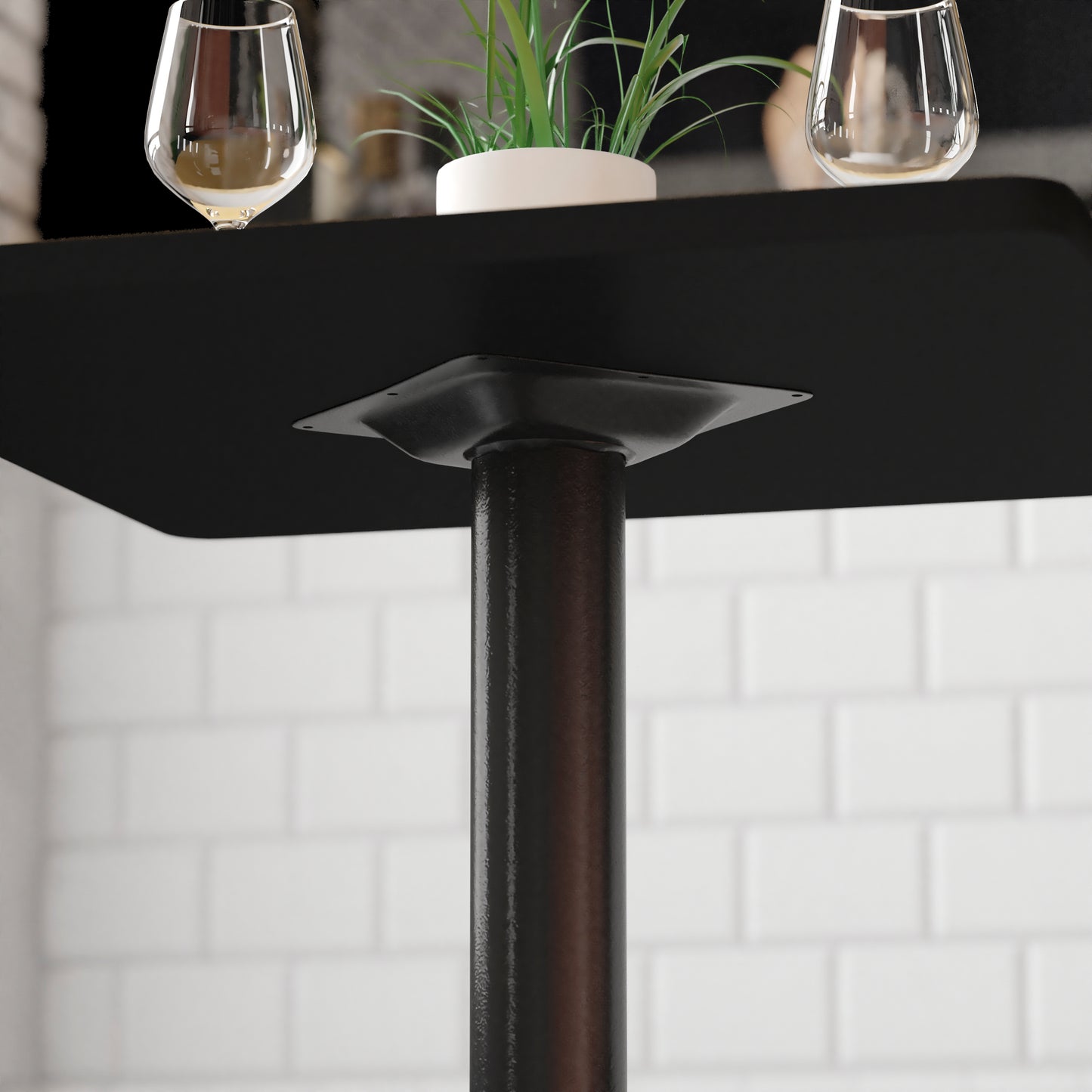 Beverly 22'' x 22'' Restaurant Table X-Base with 3'' Dia. Table Height Column Black