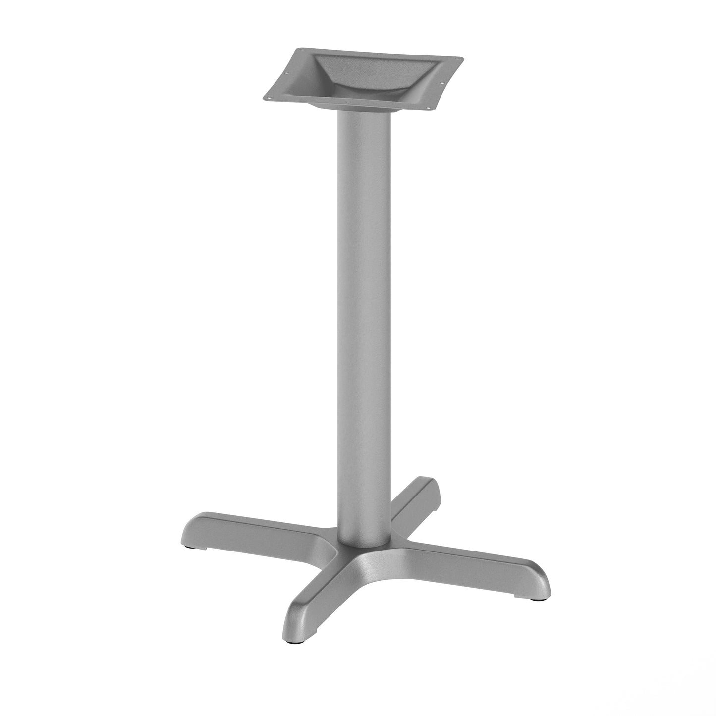 Beverly 22'' x 22'' Restaurant Indoor/Outdoor Table X-Base with 3'' Dia. Table Height Column, Silver Silver