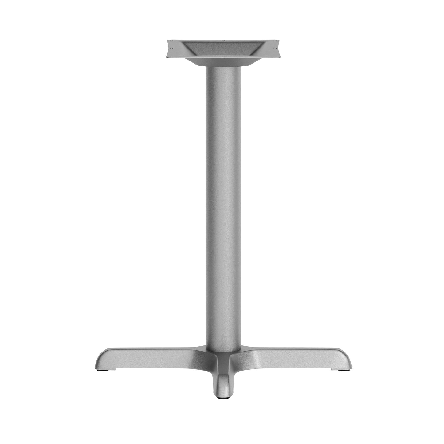Beverly 22'' x 22'' Restaurant Indoor/Outdoor Table X-Base with 3'' Dia. Table Height Column, Silver Silver