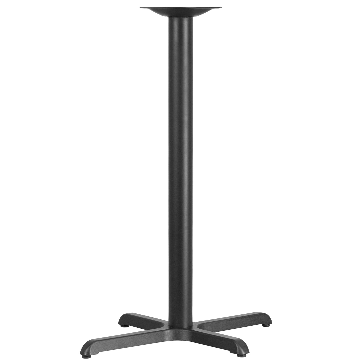 Beverly 23.5'' x 29.5'' Restaurant Table X-Base with 3'' Dia. Bar Height Column Black