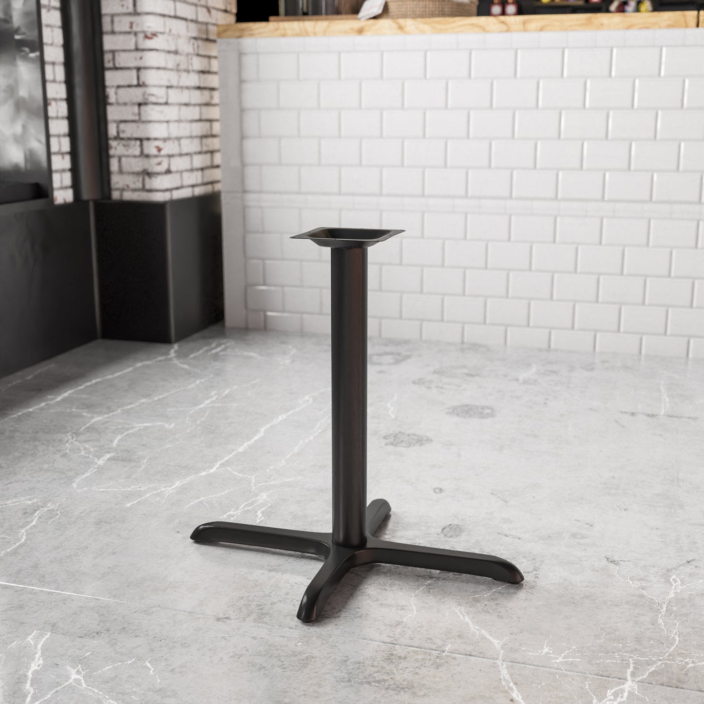Beverly 23.75'' x 30'' Restaurant Table X-Base with 3'' Dia. Table Height Column Black