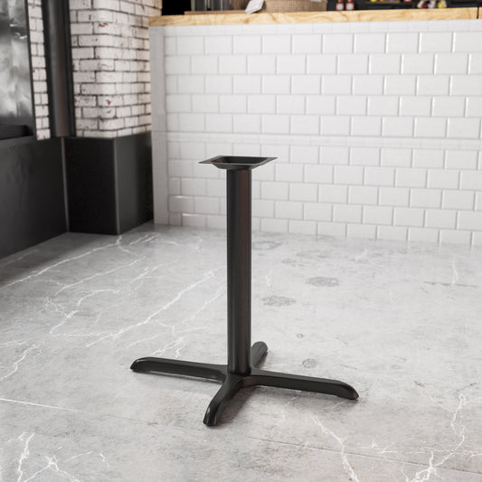 Beverly 23.75'' x 30'' Restaurant Table X-Base with 3'' Dia. Table Height Column Black