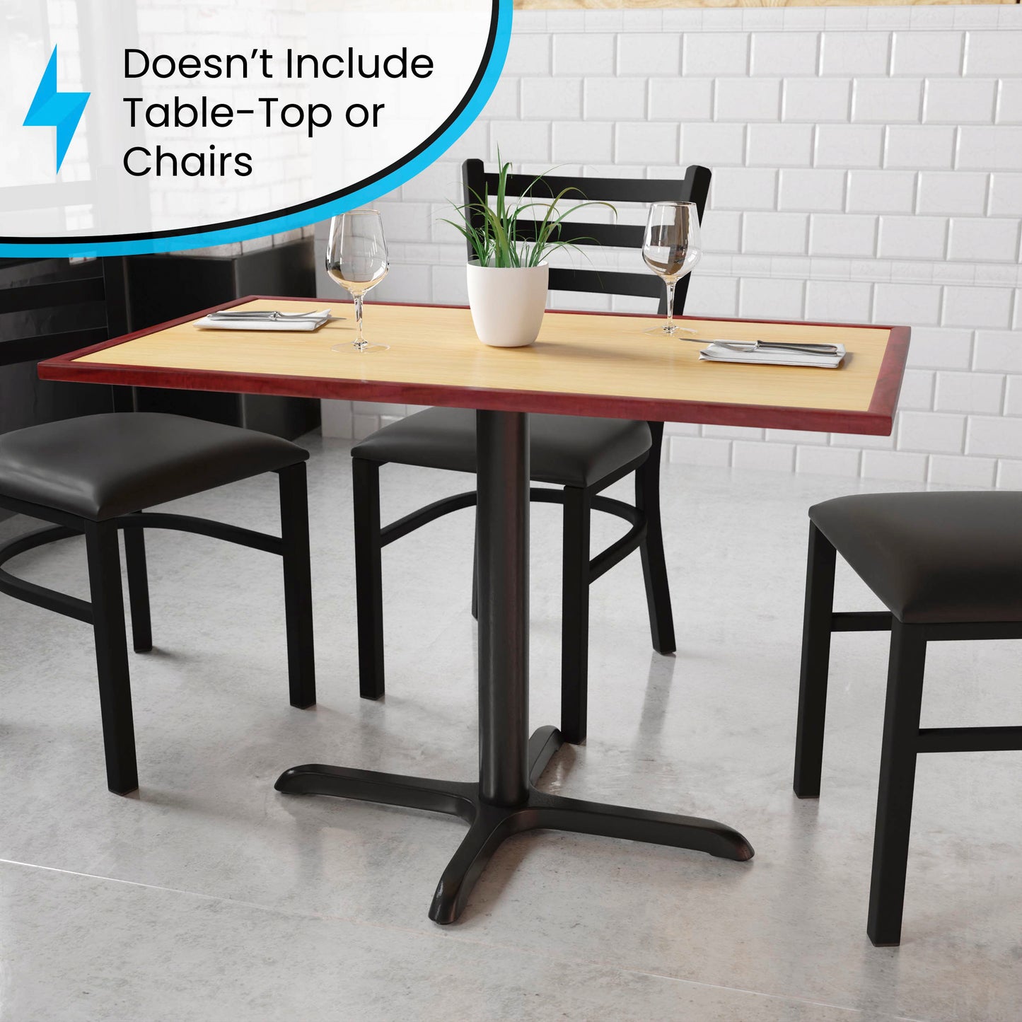 Beverly 23.75'' x 30'' Restaurant Table X-Base with 3'' Dia. Table Height Column Black