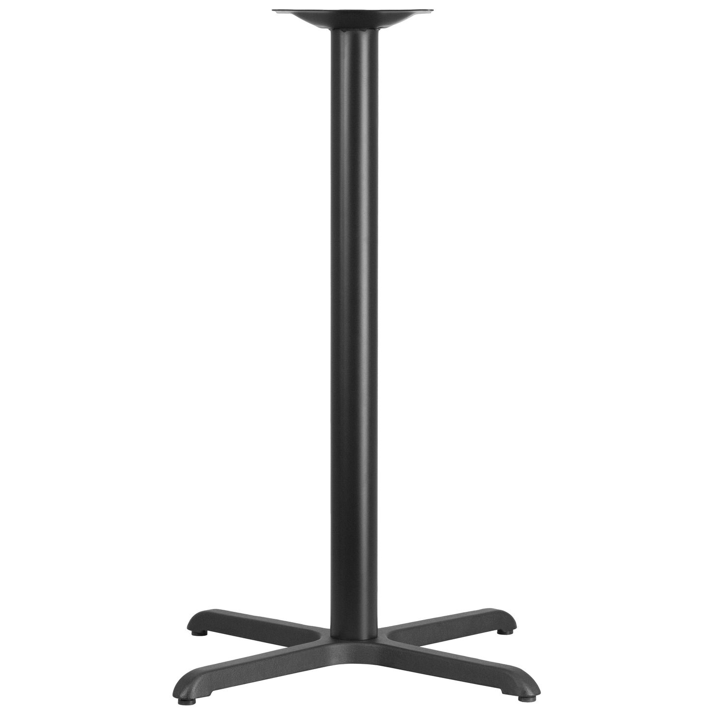 Beverly 30'' x 30'' Restaurant Table X-Base with 3'' Dia. Bar Height Column Black