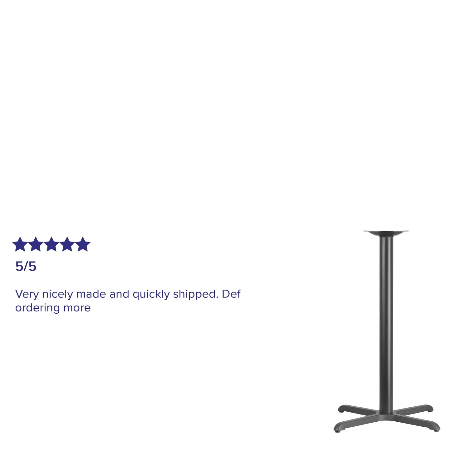 Beverly 30'' x 30'' Restaurant Table X-Base with 3'' Dia. Bar Height Column Black
