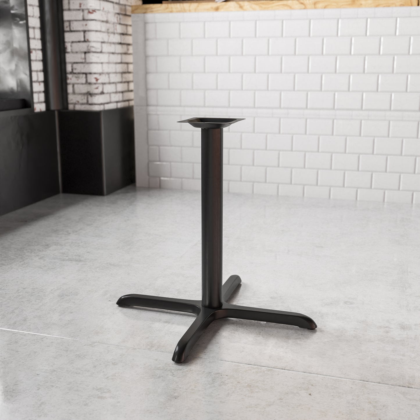 Beverly 30'' x 30'' Restaurant Table X-Base with 3'' Dia. Table Height Column Black