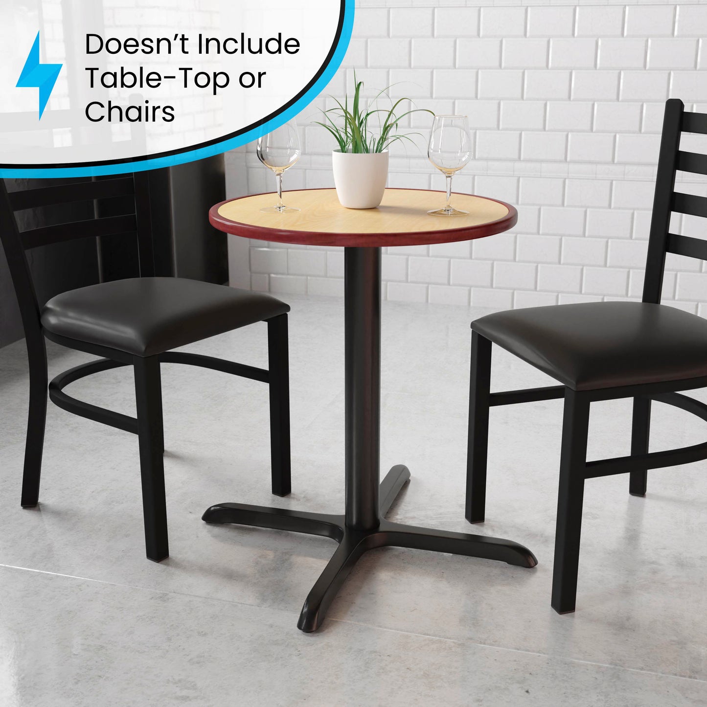 Beverly 30'' x 30'' Restaurant Table X-Base with 3'' Dia. Table Height Column Black
