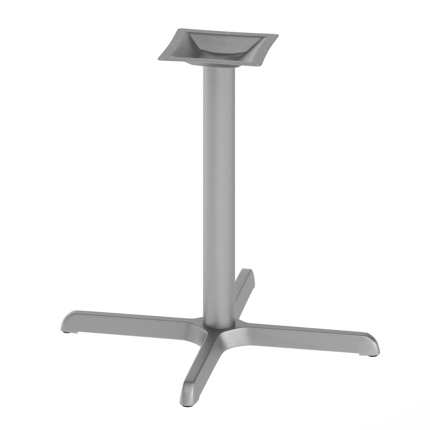 Beverly 30'' x 30'' Restaurant Indoor/Outdoor Table X-Base with 3'' Dia. Table Height Column, Silver Silver