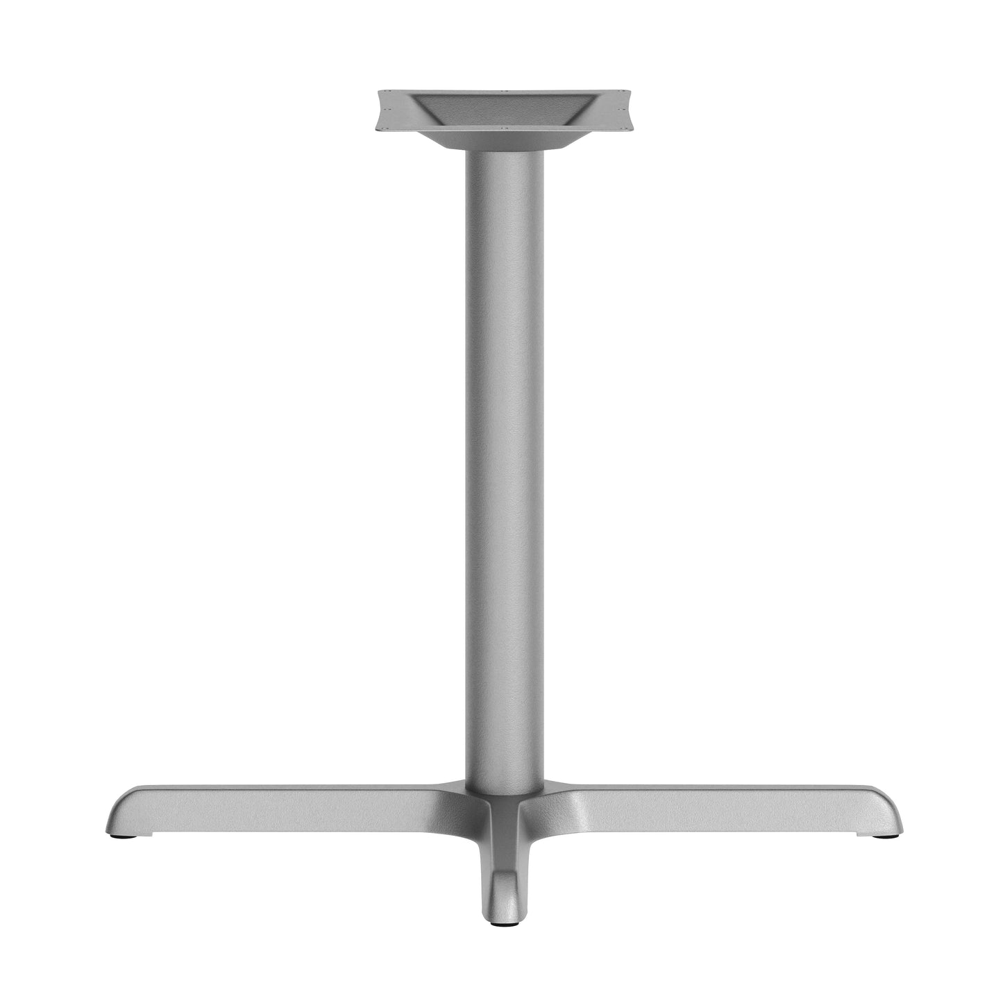 Beverly 30'' x 30'' Restaurant Indoor/Outdoor Table X-Base with 3'' Dia. Table Height Column, Silver Silver