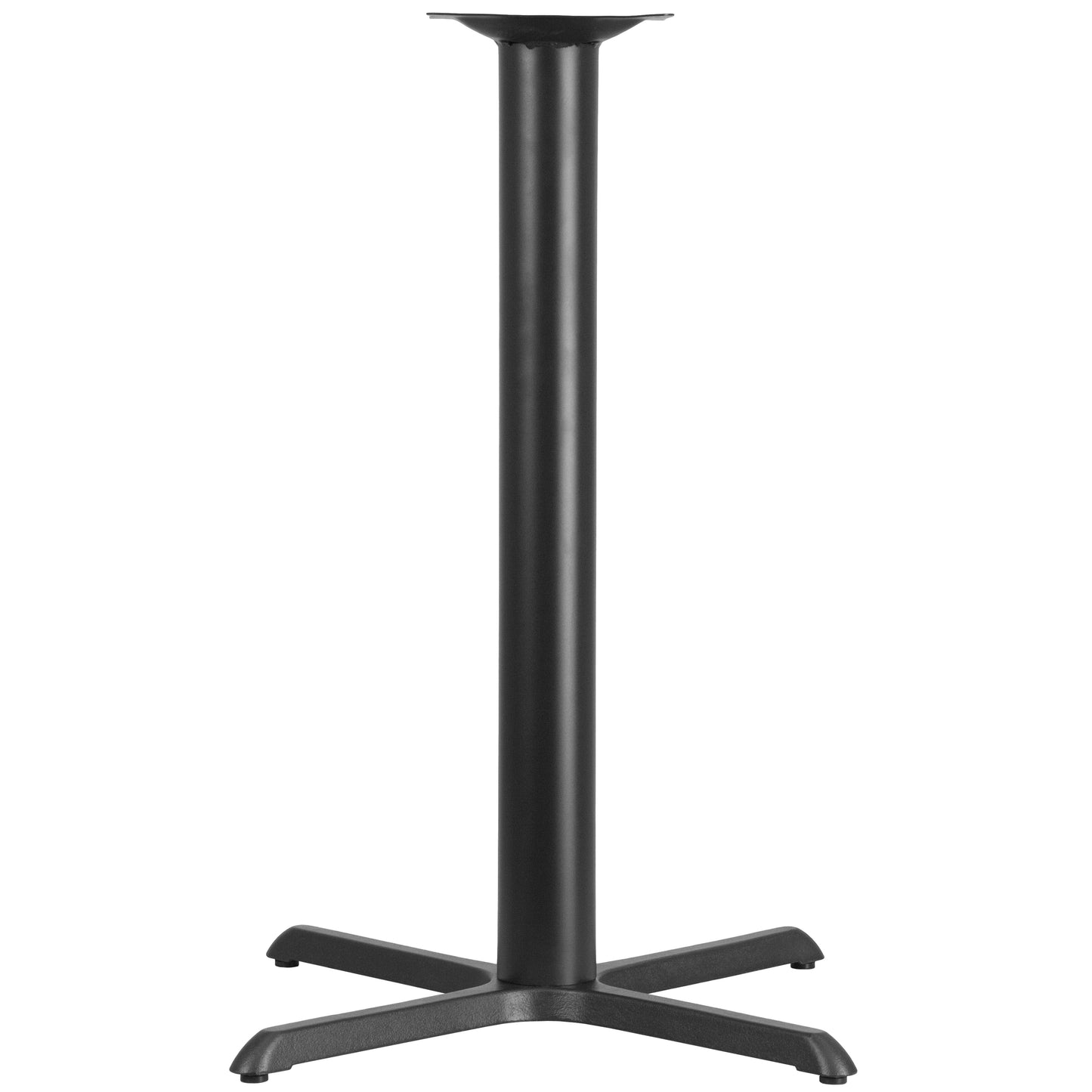 Beverly 33'' x 33'' Restaurant Table X-Base with 4'' Dia. Bar Height Column Black