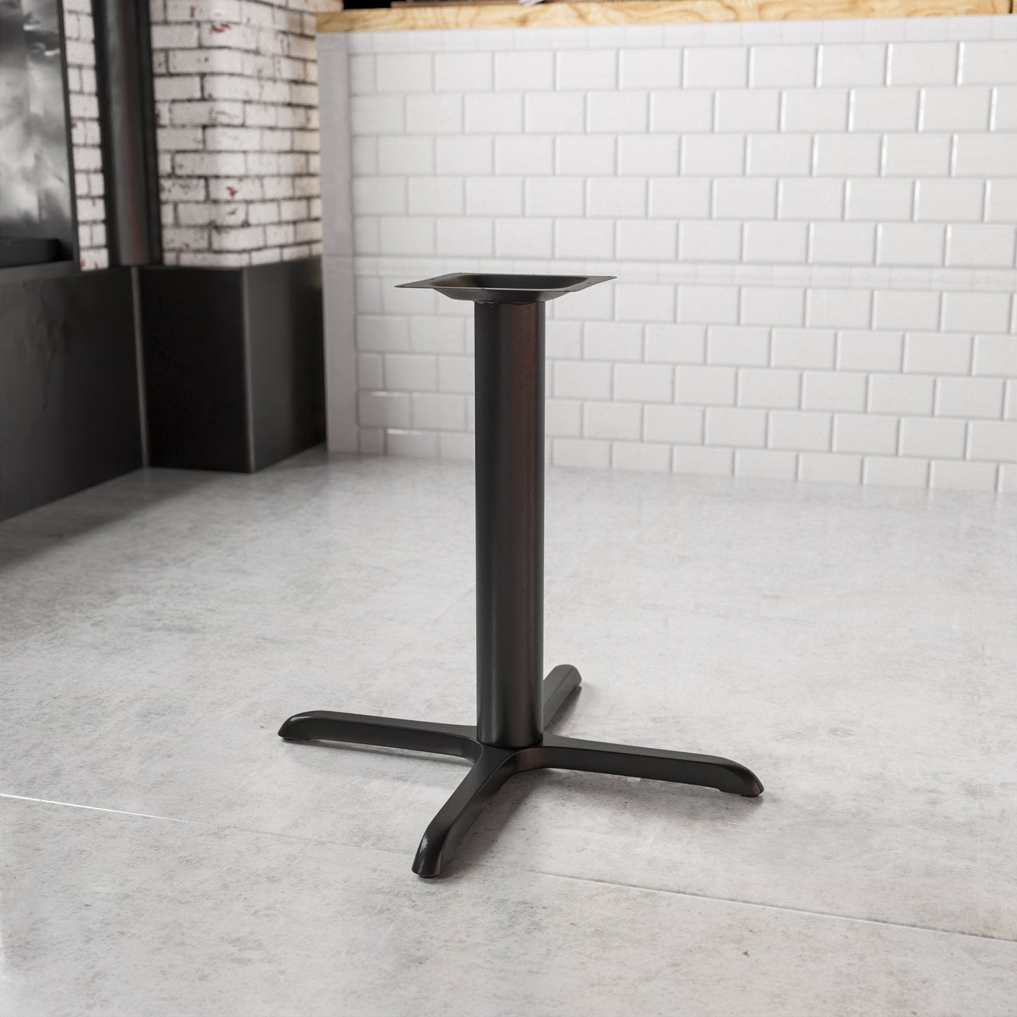 Beverly 33'' x 33'' Restaurant Table X-Base with 4'' Dia. Table Height Column Black