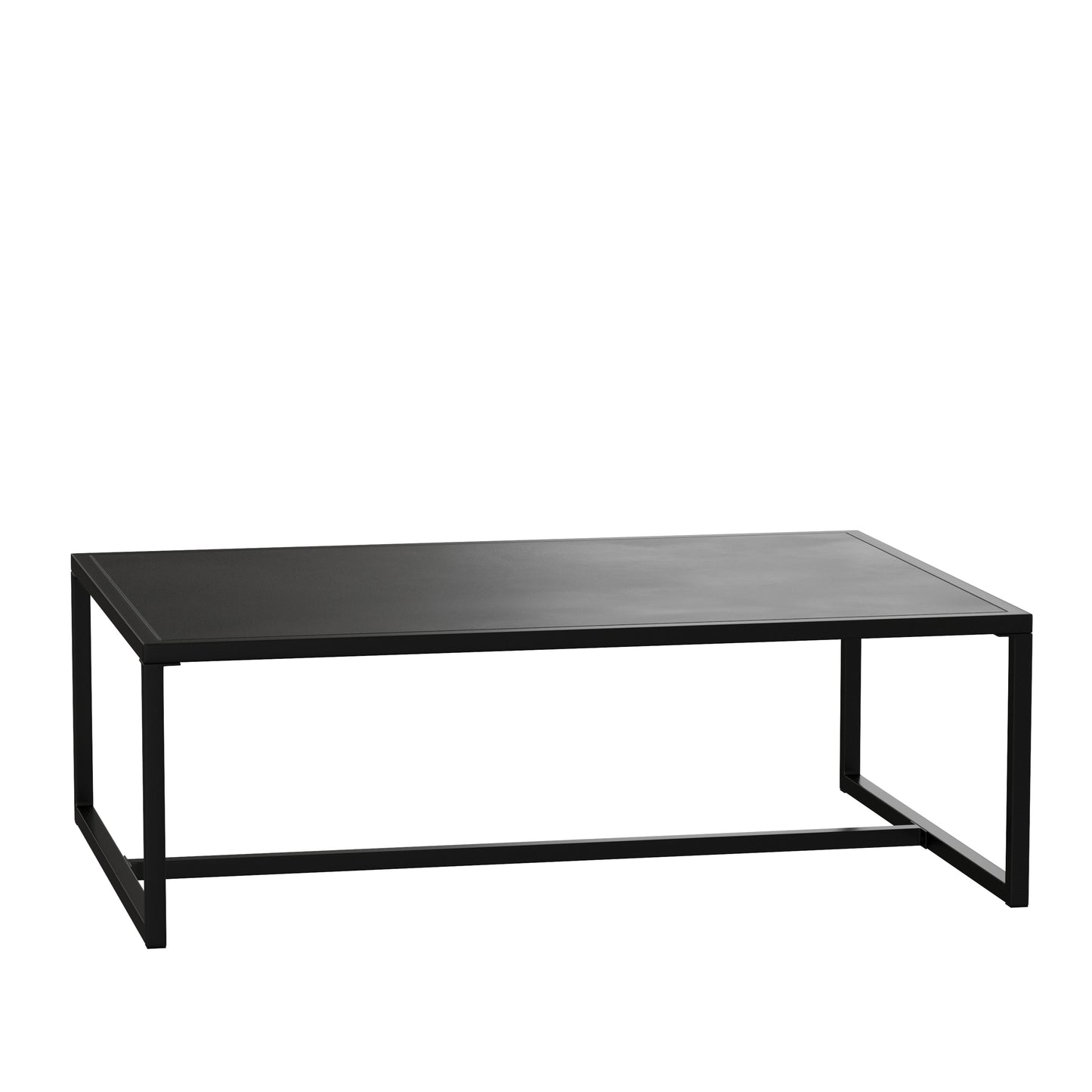 Brock Outdoor Patio Coffee Table Commercial Grade Black Coffee Table for Deck, Porch, or Poolside - Steel Square Leg Frame Black