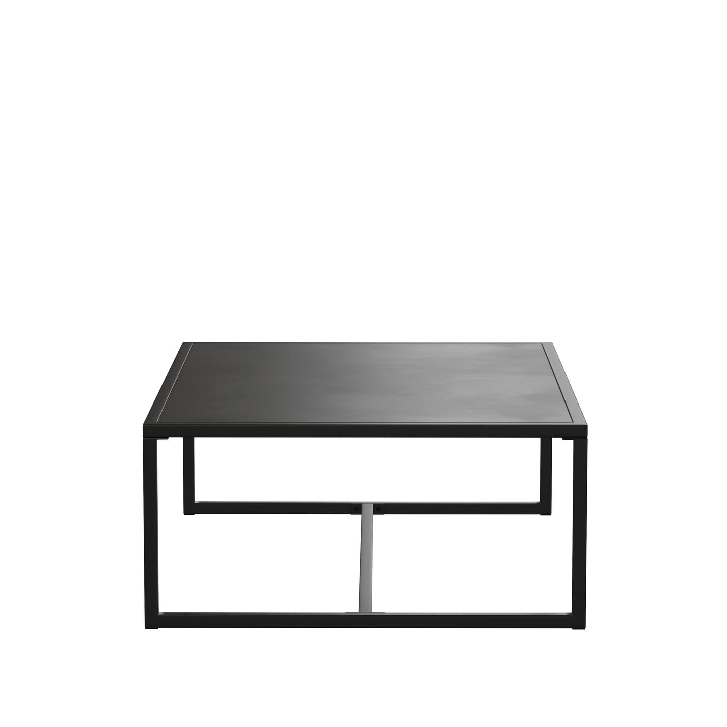 Brock Outdoor Patio Coffee Table Commercial Grade Black Coffee Table for Deck, Porch, or Poolside - Steel Square Leg Frame Black