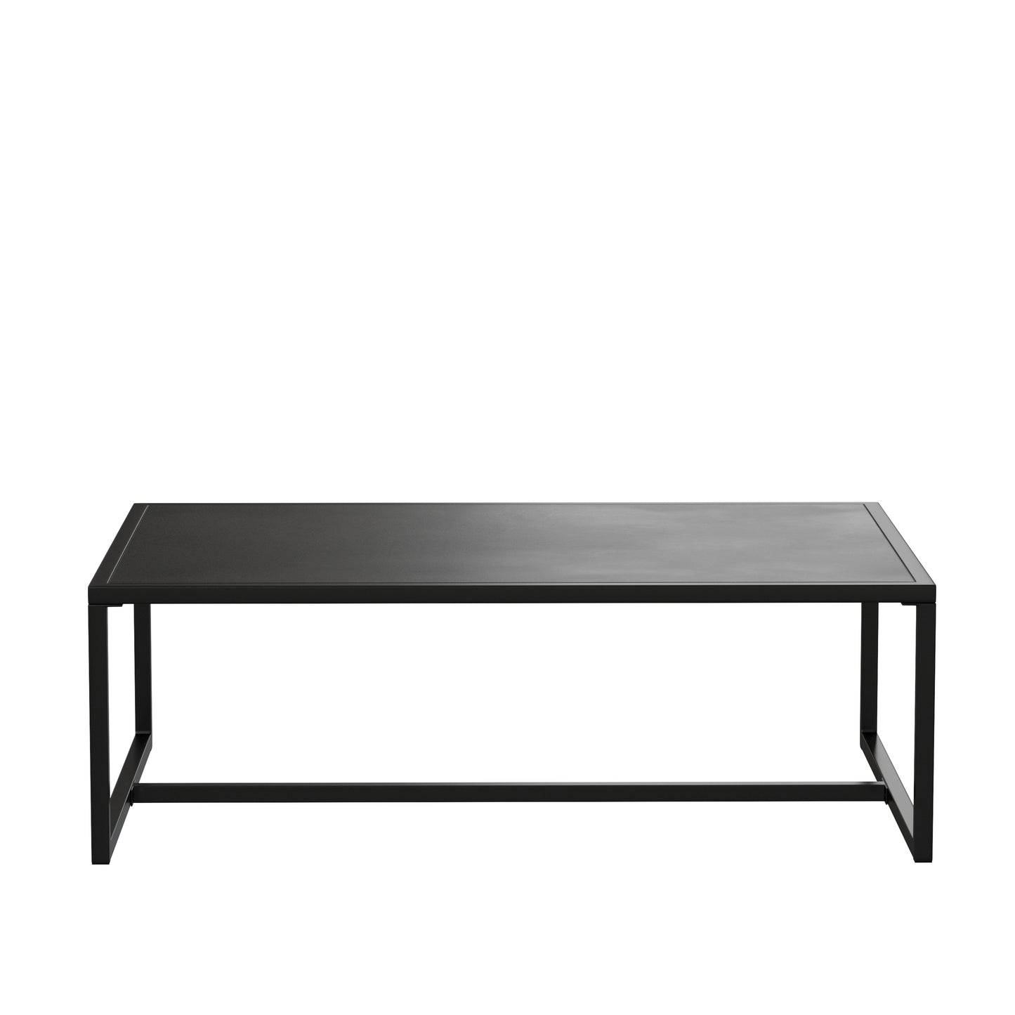Brock Outdoor Patio Coffee Table Commercial Grade Black Coffee Table for Deck, Porch, or Poolside - Steel Square Leg Frame Black