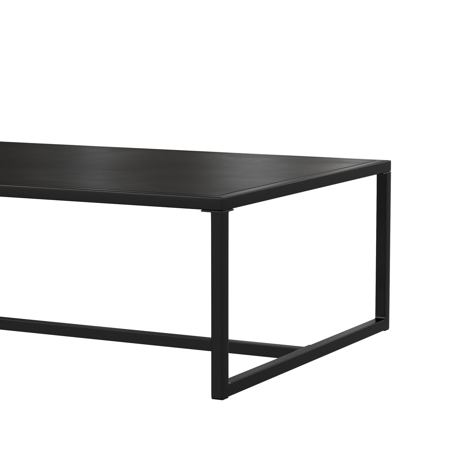 Brock Outdoor Patio Coffee Table Commercial Grade Black Coffee Table for Deck, Porch, or Poolside - Steel Square Leg Frame Black