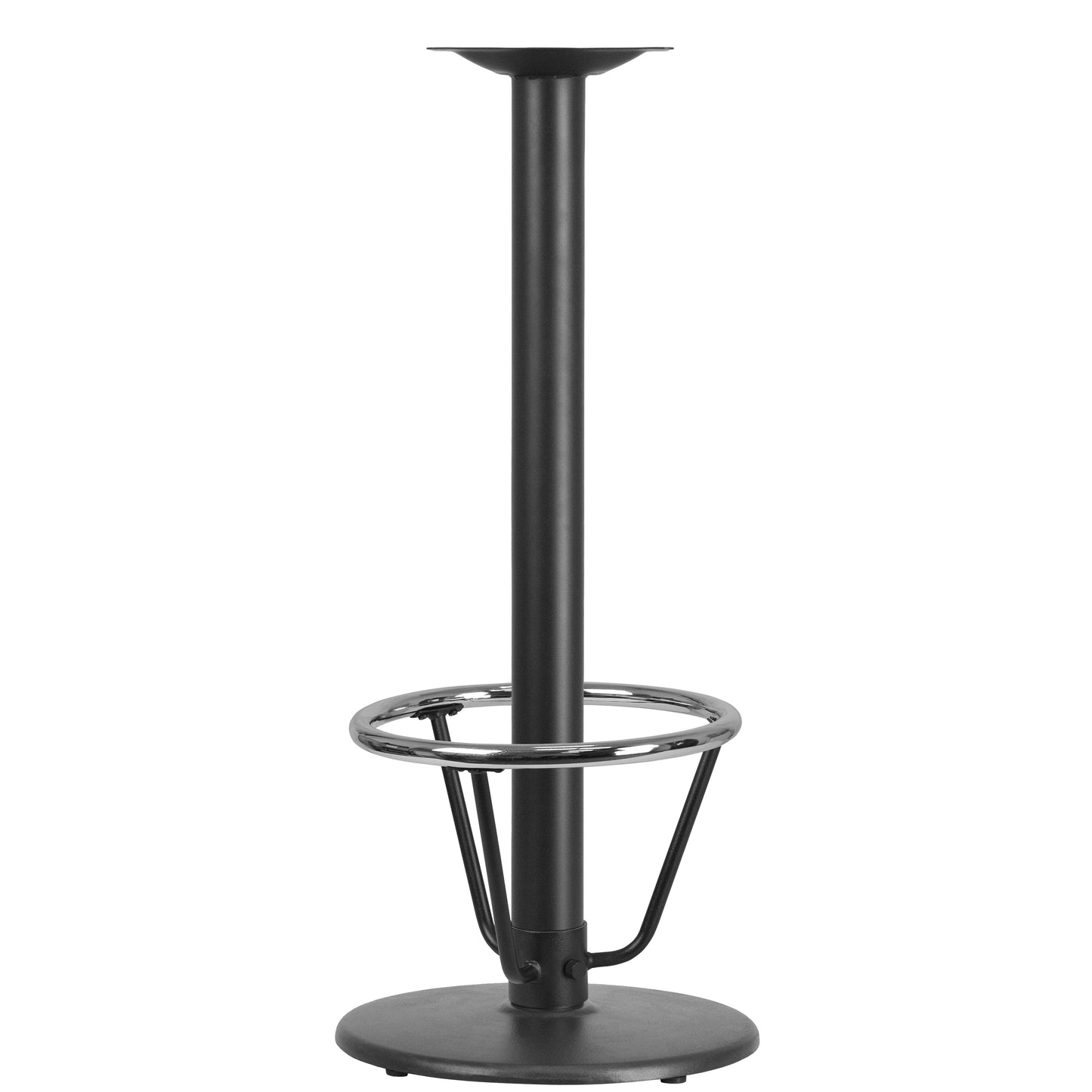 Beverly 18'' Round Restaurant Table Base with 3'' Dia. Bar Height Column and Foot Ring Black XU-TR18-BAR-3CFR-GG