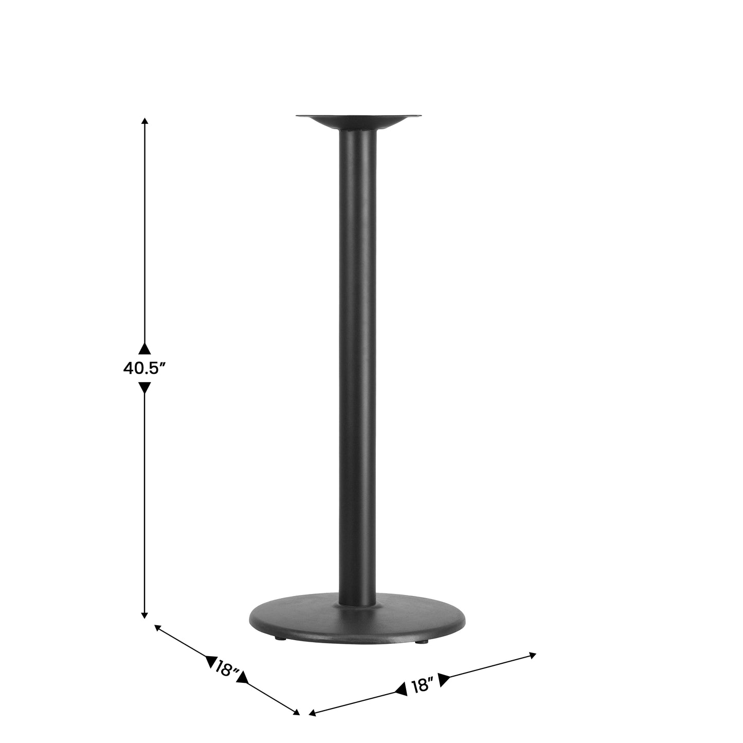 Beverly 18'' Round Restaurant Table Base with 3'' Dia. Bar Height Column Black