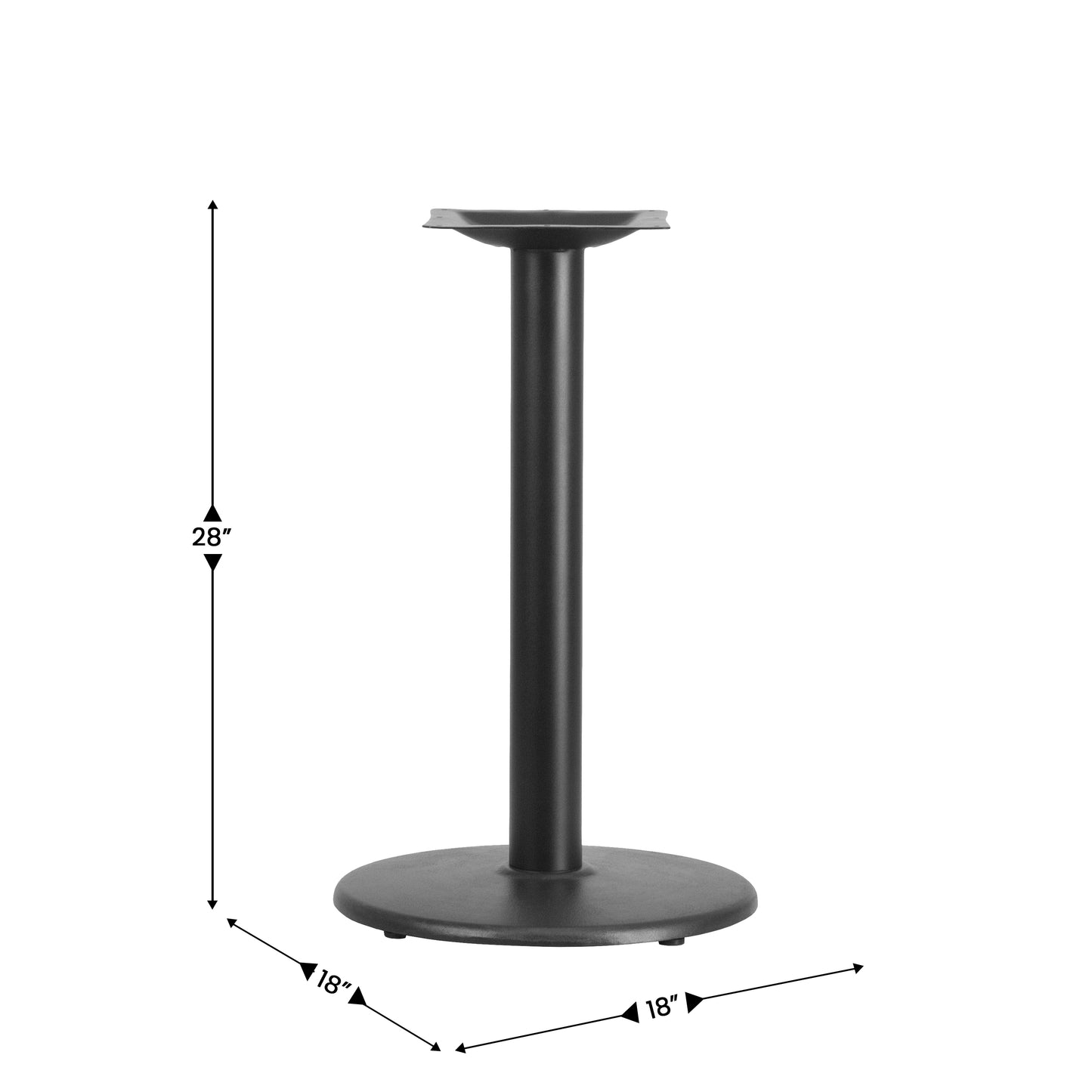 Beverly 18'' Round Restaurant Table Base with 3'' Dia. Table Height Column Black