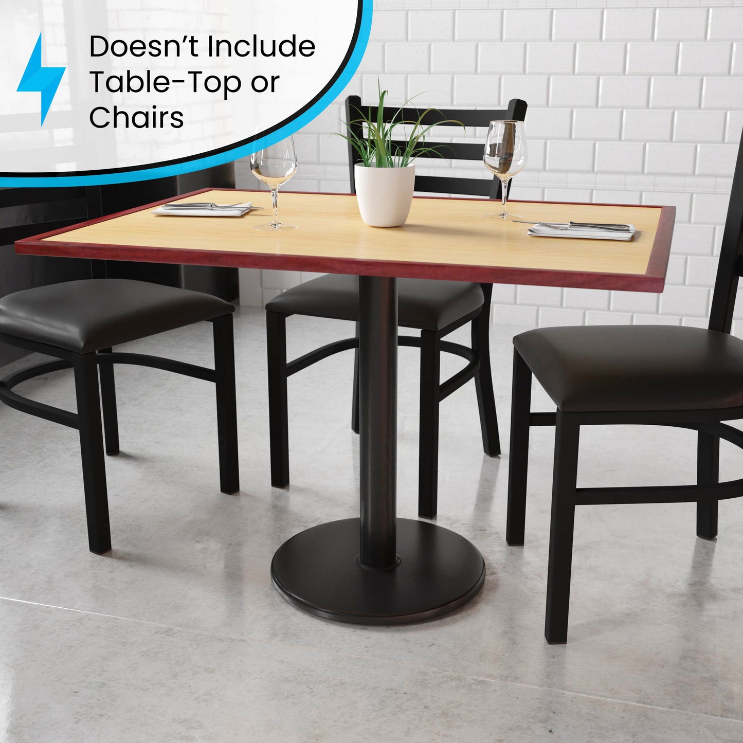 Beverly 18'' Round Restaurant Table Base with 3'' Dia. Table Height Column Black