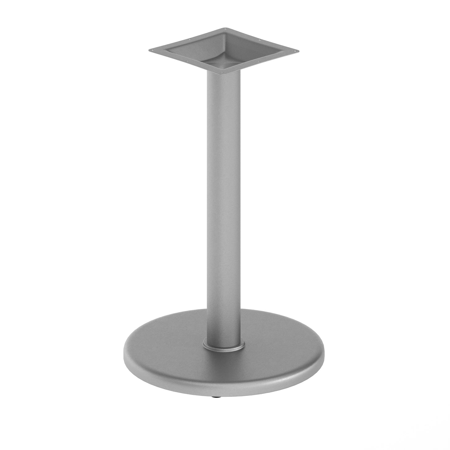 Beverly 18'' Round Restaurant Indoor/Outdoor Table Base with 3'' Dia. Table Height Column, Silver Silver