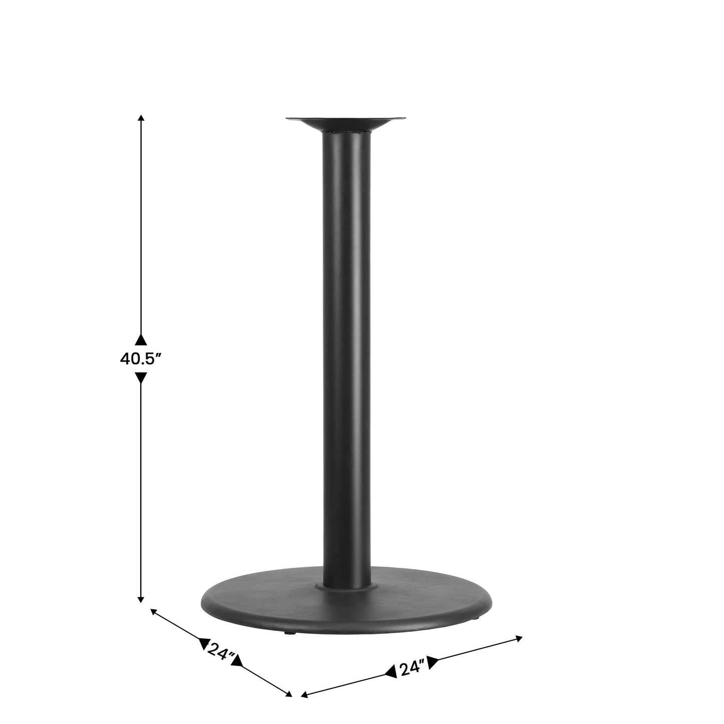 Beverly 24'' Round Restaurant Table Base with 4'' Dia. Bar Height Column Black