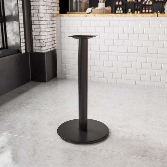Beverly 24'' Round Restaurant Table Base with 4'' Dia. Bar Height Column Black