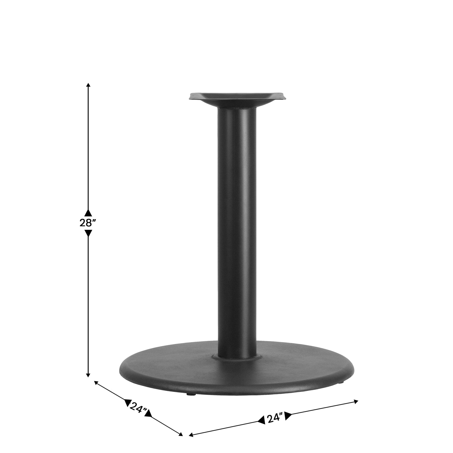 Beverly 24'' Round Restaurant Table Base with 4'' Dia. Table Height Column Black