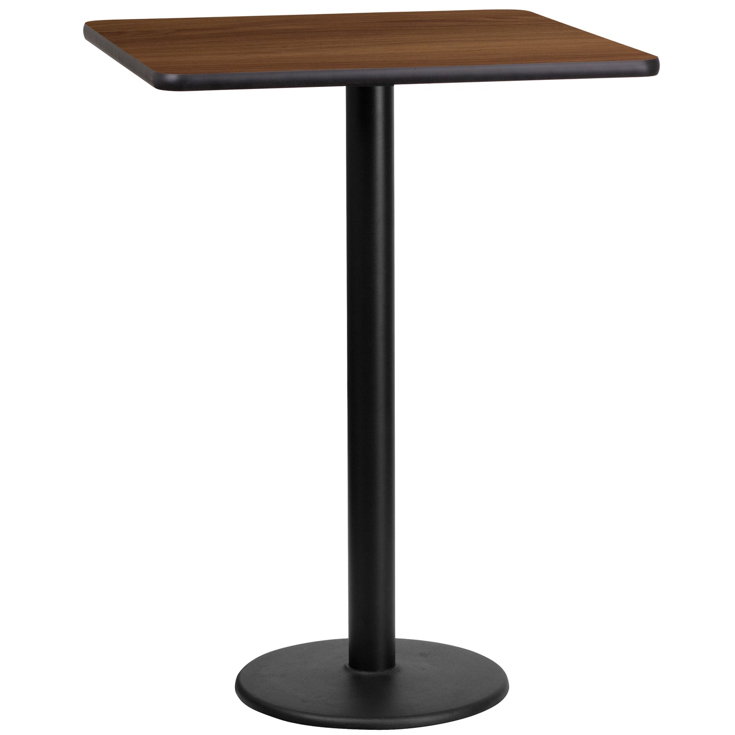 Stiles 24'' Square Walnut Laminate Table Top with 18'' Round Bar Height Table Base Walnut