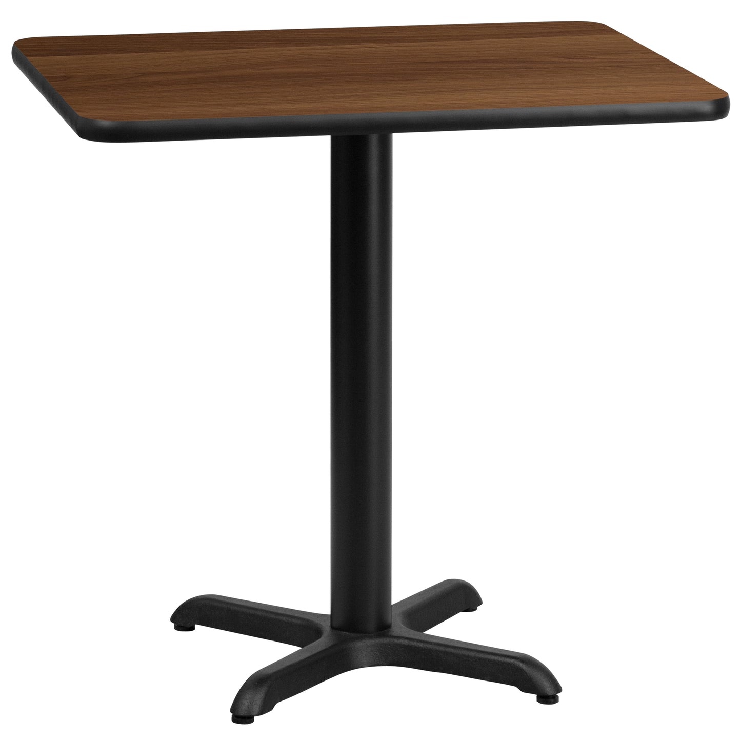 Graniss 24'' x 30'' Rectangular Walnut Laminate Table Top with 22'' x 22'' Table Height Base Walnut XU-WALTB-2430-T2222-GG