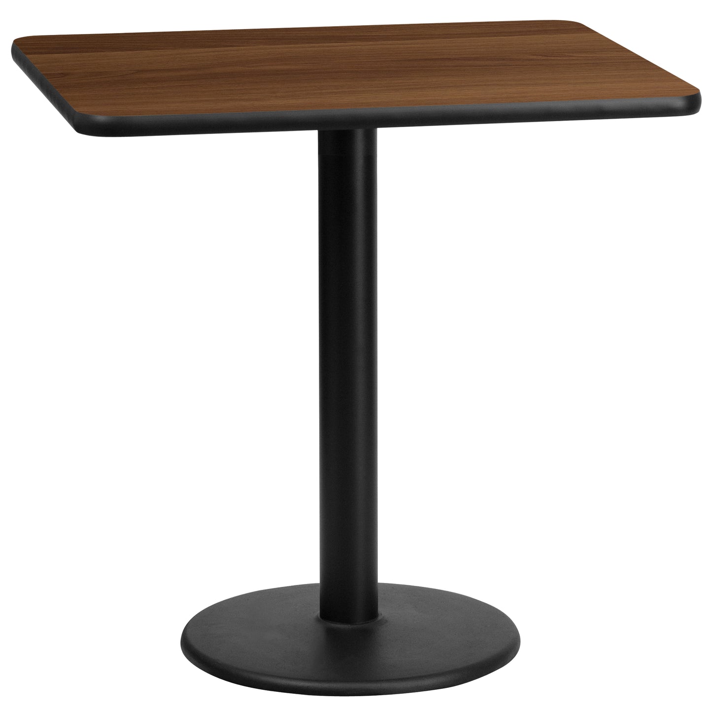 Graniss 24'' x 30'' Rectangular Walnut Laminate Table Top with 18'' Round Table Height Base Walnut XU-WALTB-2430-TR18-GG