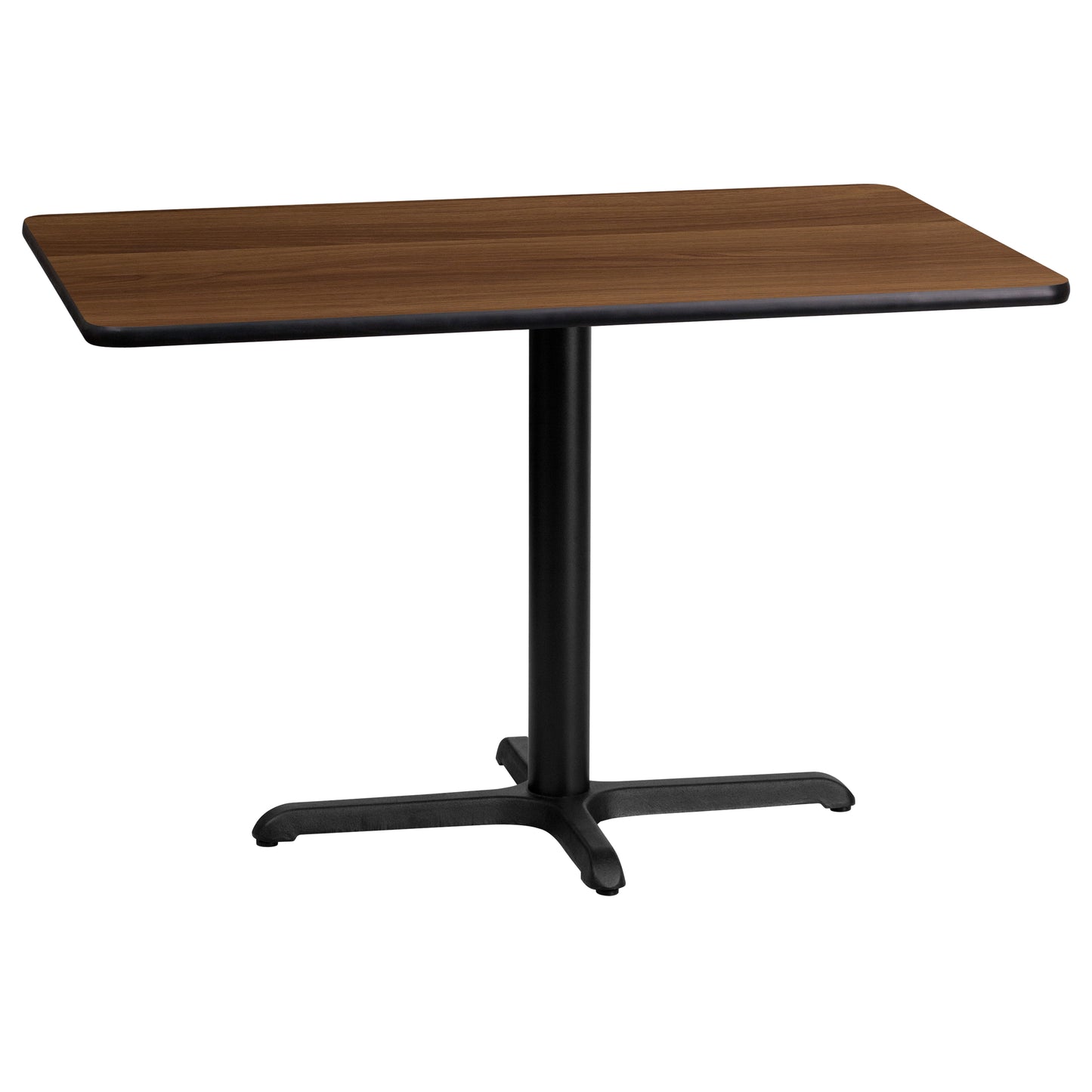 Graniss 24'' x 42'' Rectangular Walnut Laminate Table Top with 23.5'' x 29.5'' Table Height Base Walnut
