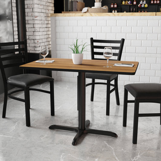 Graniss 24'' x 42'' Rectangular Walnut Laminate Table Top with 23.5'' x 29.5'' Table Height Base Walnut