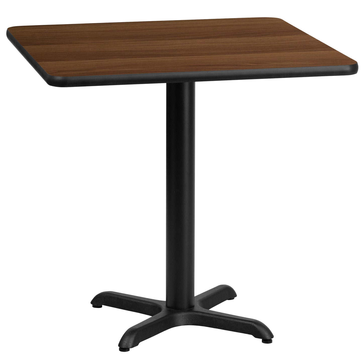 Graniss 30'' Square Walnut Laminate Table Top with 22'' x 22'' Table Height Base Walnut