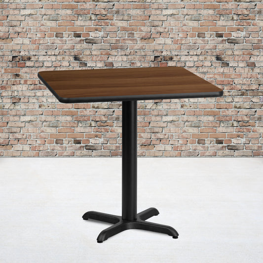 Graniss 30'' Square Walnut Laminate Table Top with 22'' x 22'' Table Height Base Walnut