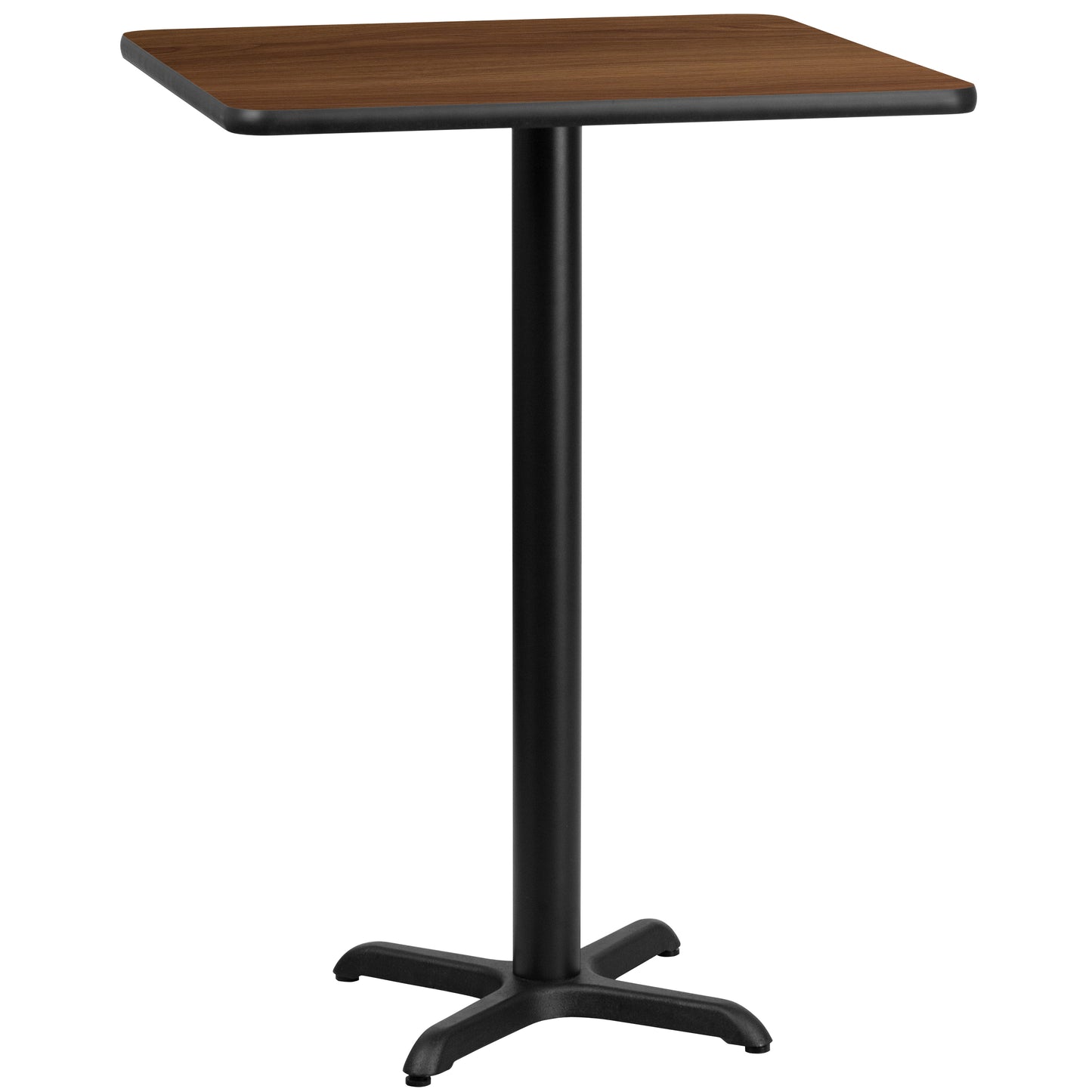 Stiles 30'' Square Walnut Laminate Table Top with 22'' x 22'' Bar Height Table Base Walnut