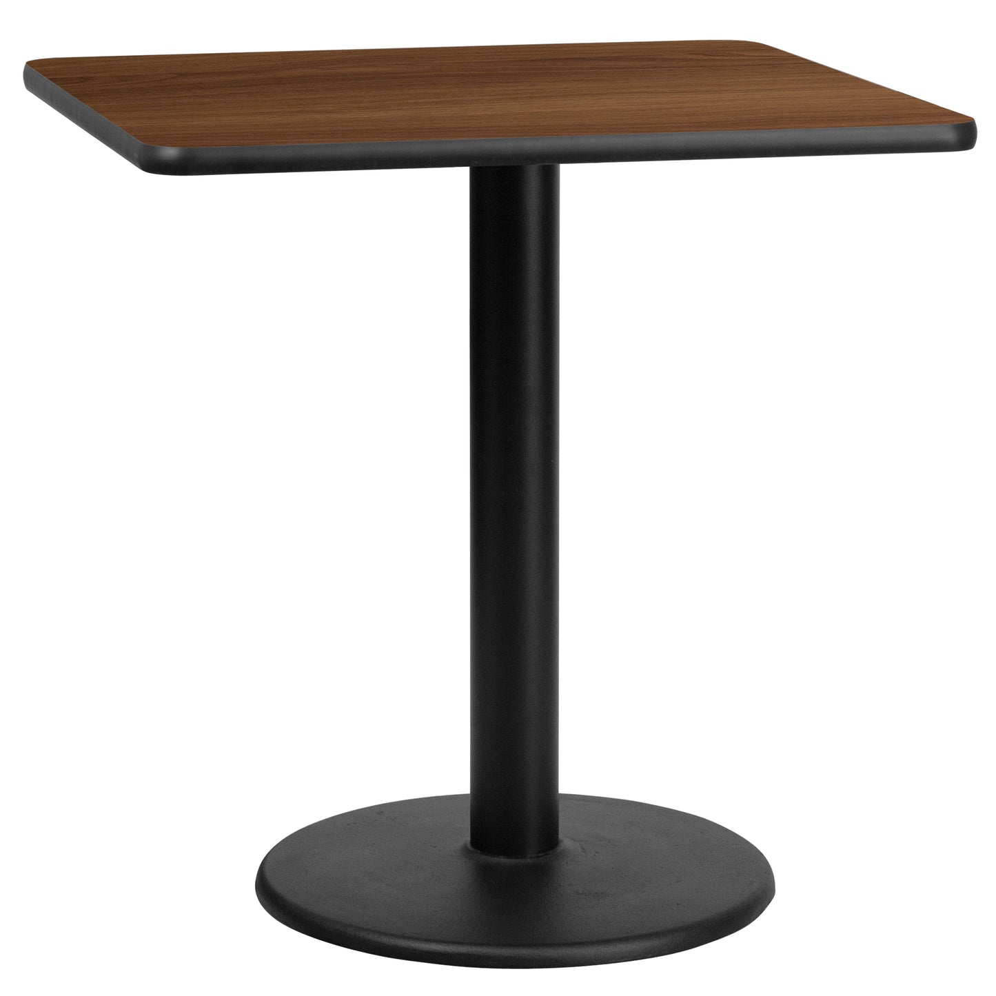 Graniss 30'' Square Walnut Laminate Table Top with 18'' Round Table Height Base Walnut
