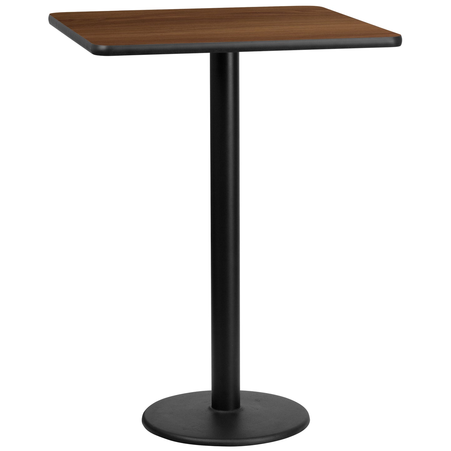 Stiles 30'' Square Walnut Laminate Table Top with 18'' Round Bar Height Table Base Walnut